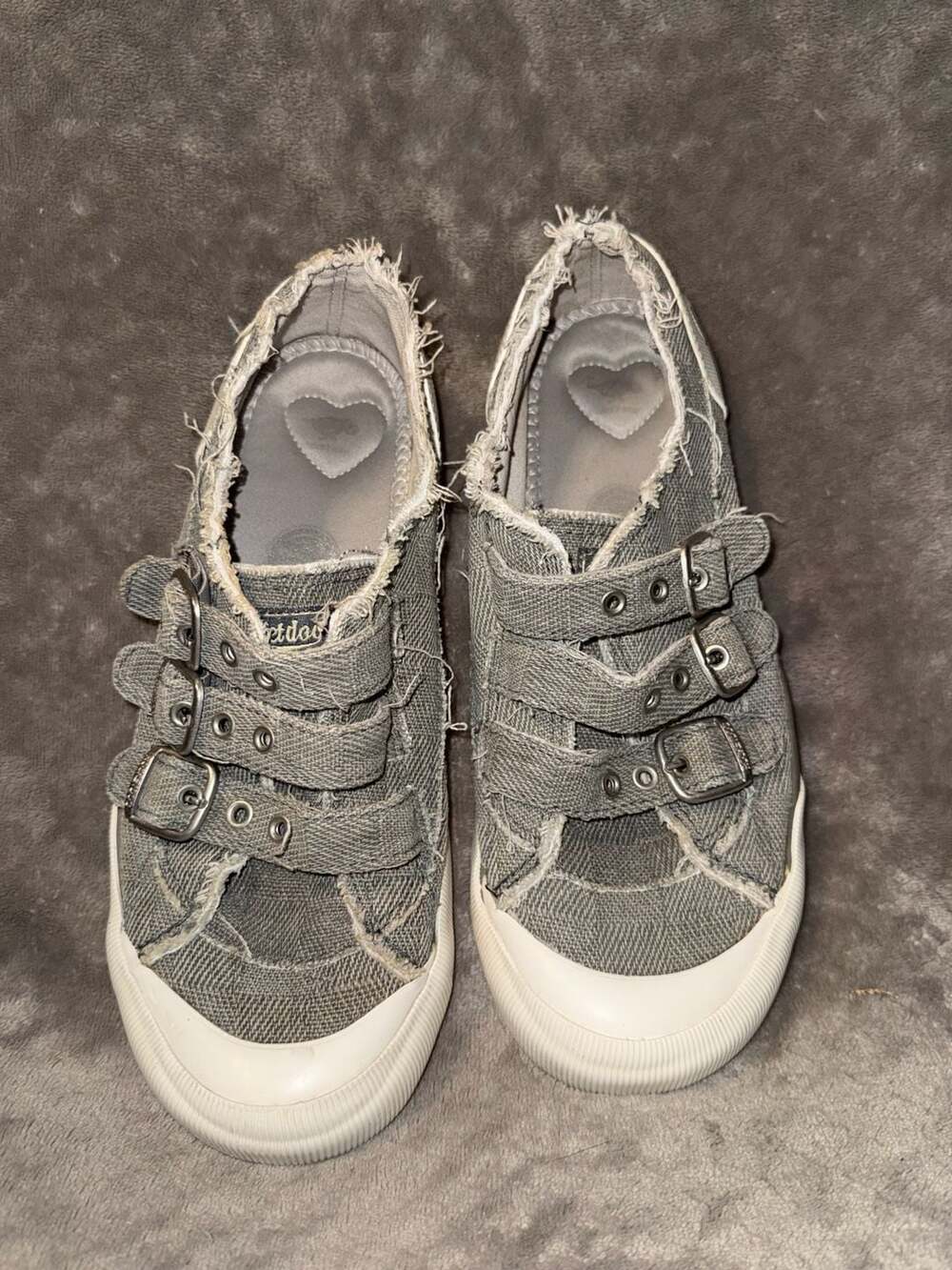 Rocket Dog Jazzin Grey Canvas Buckle Sneakers Size 8